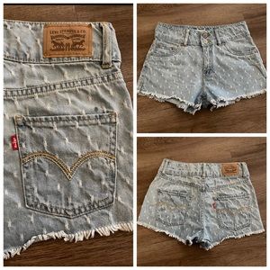 LEVI'S HIGH RISE SHORTY LIGHT WASH DENIM SHORTS